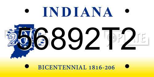 56892T2 Indiana License Plate