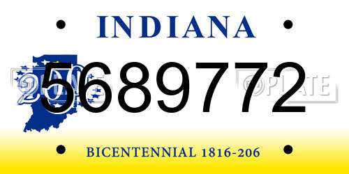5689772 Indiana License Plate