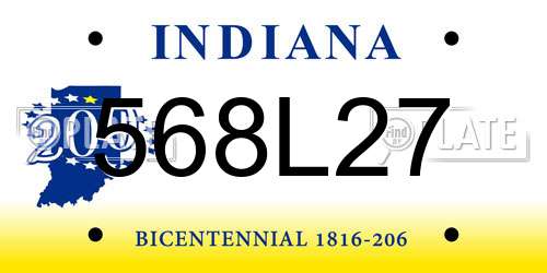 568L27 Indiana License Plate