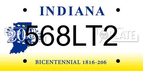 568LT2 Indiana License Plate