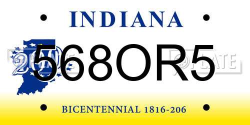 568OR5 Indiana License Plate