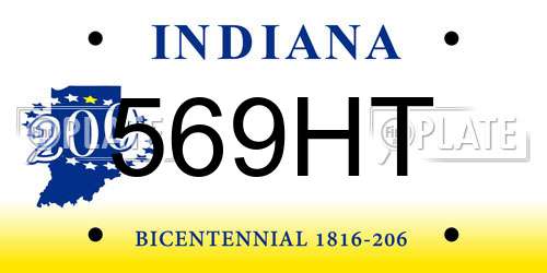 569HT Indiana License Plate