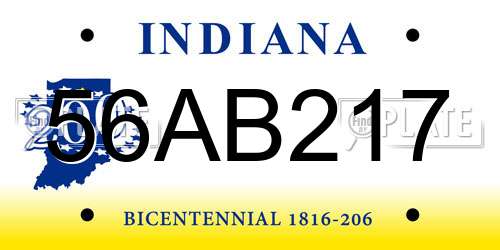 56AB217 Indiana License Plate