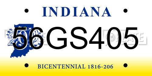 56GS405 Indiana License Plate