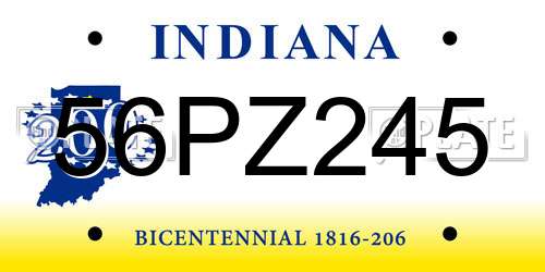 56PZ245 Indiana License Plate