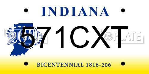 571CXT Indiana License Plate