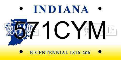 571CYM Indiana License Plate