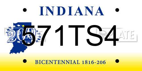 571TS4 Indiana License Plate