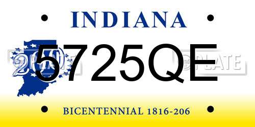 5725QE Indiana License Plate