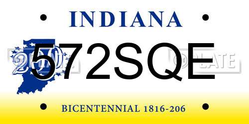572SQE Indiana License Plate