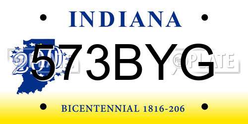 573BYG Indiana License Plate