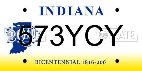 573YCY Indiana License Plate