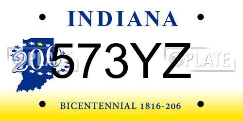 573YZ Indiana License Plate