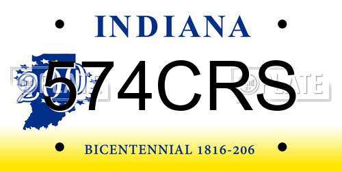 574CRS Indiana License Plate
