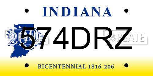 574DRZ Indiana License Plate
