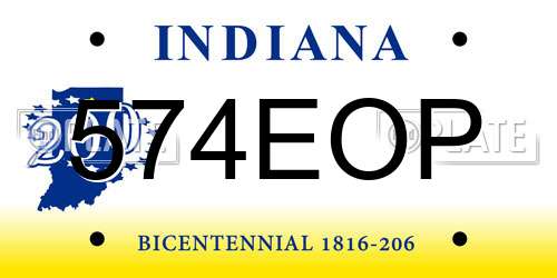 574EOP Indiana License Plate