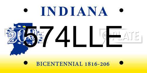 574LLE Indiana License Plate