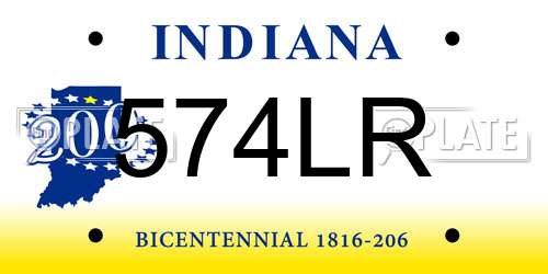 574LR Indiana License Plate
