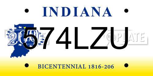574LZU Indiana License Plate
