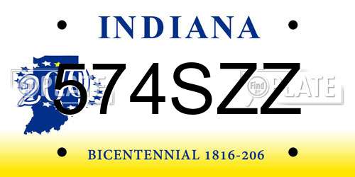 574SZZ Indiana License Plate