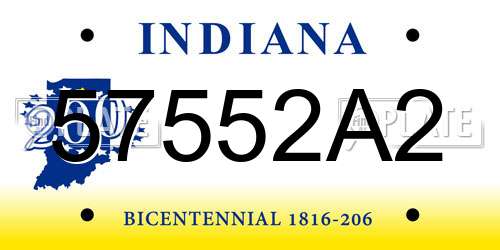 57552A2 Indiana License Plate