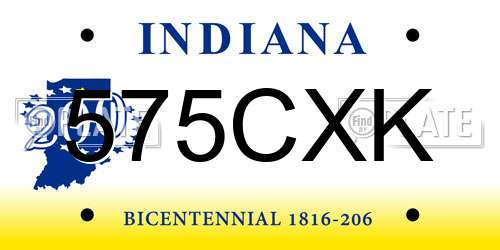 575CXK Indiana License Plate
