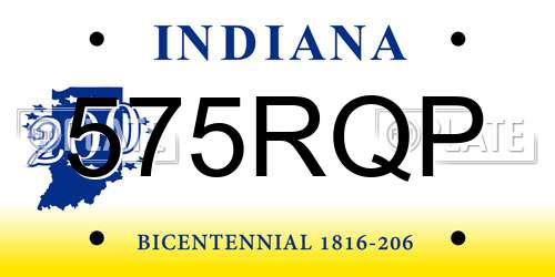 575RQP Indiana License Plate