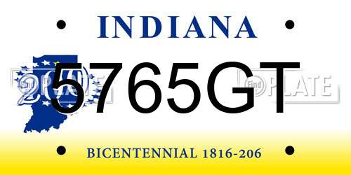 5765GT Indiana License Plate