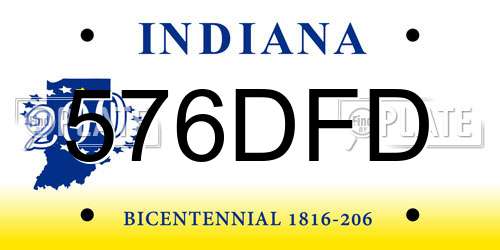 576DFD Indiana License Plate