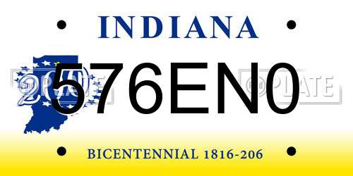 576EN0 Indiana License Plate