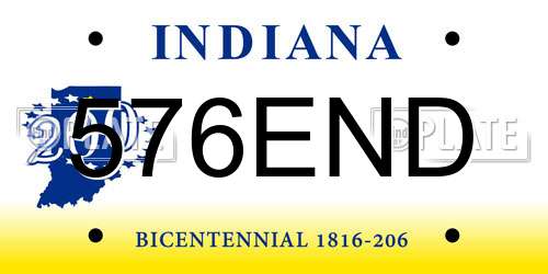 576END Indiana License Plate