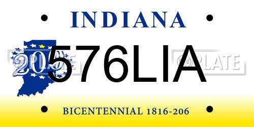 576LIA Indiana License Plate
