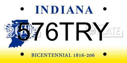 576TRY Indiana License Plate