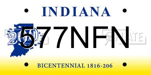 577NFN Indiana License Plate