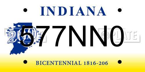 577NN0 Indiana License Plate