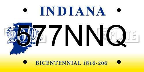 577NNQ Indiana License Plate