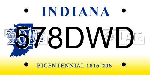 578DWD Indiana License Plate