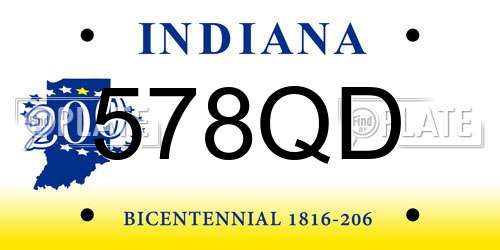 578QD Indiana License Plate