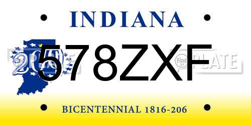 578ZXF Indiana License Plate