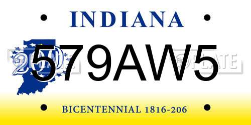 579AW5 Indiana License Plate