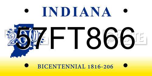 57FT866 Indiana License Plate