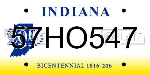 57HO547 Indiana License Plate
