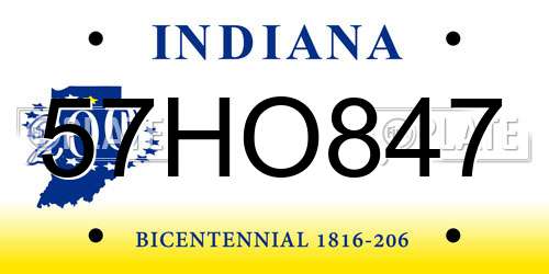 57HO847 Indiana License Plate