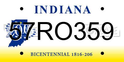 57RO359 Indiana License Plate