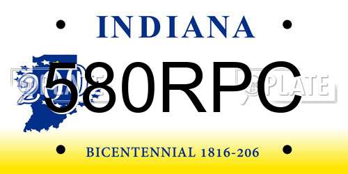 580RPC Indiana License Plate