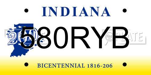 580RYB Indiana License Plate