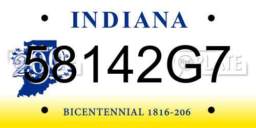 58142G7 Indiana License Plate