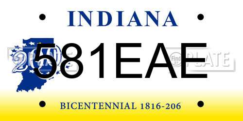581EAE Indiana License Plate