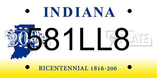 581LL8 Indiana License Plate