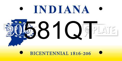 581QT Indiana License Plate